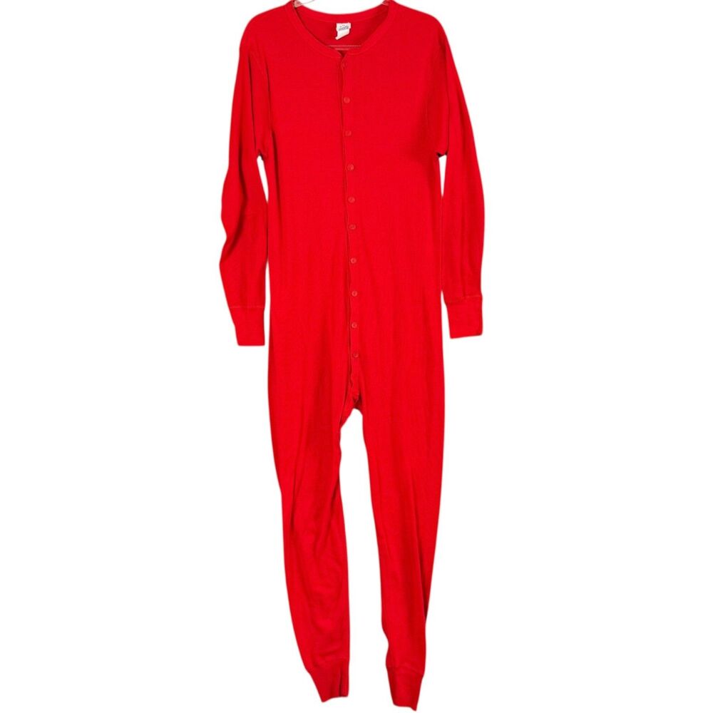 Morgan Mills Long Handles Red Union Suit Mens XL Thermal Long John Flap Seat